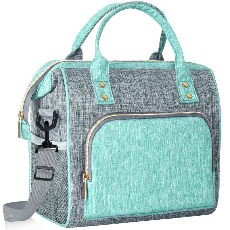 IDEATECH Insulated Lunch Bag Women, Leakproof Large Lunch Box, Reusable Lunch Cooler Bag with Adjustable Strap, Lunch Tote Bag for Work Women, Teal Lunch Tote Bags Gifts for Women, Mom (Green) - Image 1