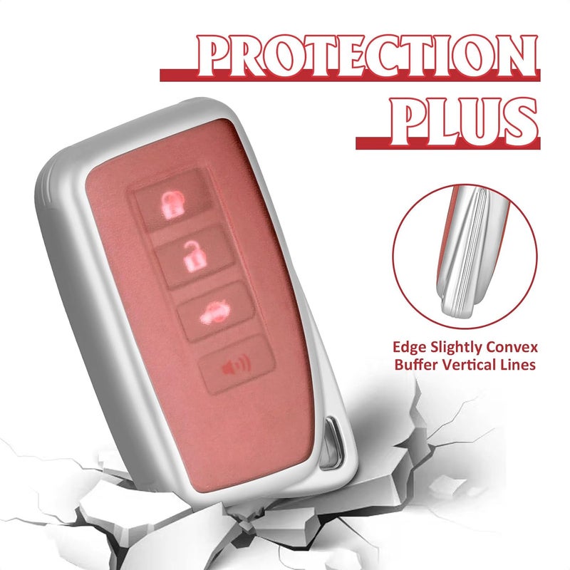 وركاس غلاف مفتاح لكزس، غلاف مفتاح من TPU ناعم متوافق مع لكزس RX ES GS LS NX RS GX LX RC LC مفتاح ذكي للتحكم عن بعد بدون مفتاح (أحمر - غير لامع) - Image 4