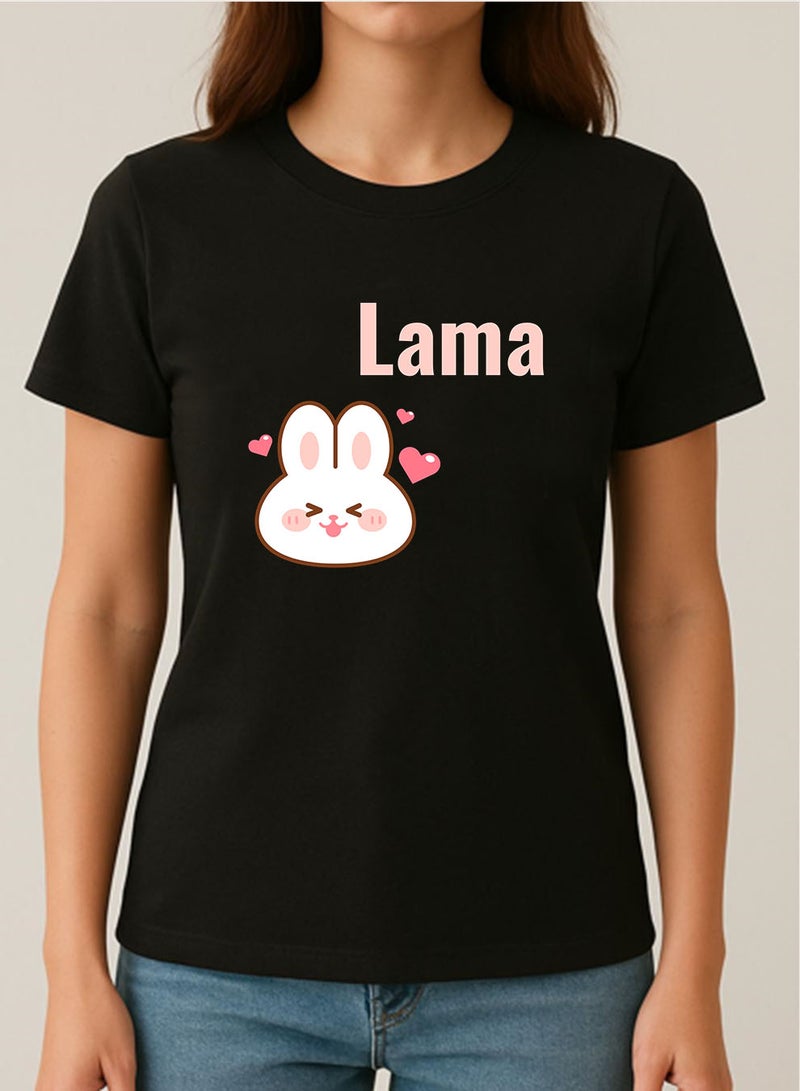 لوحة تيشيرت قطن قابل للتخصيص باسمك مع تصميم قطة وقلوب - Image 3