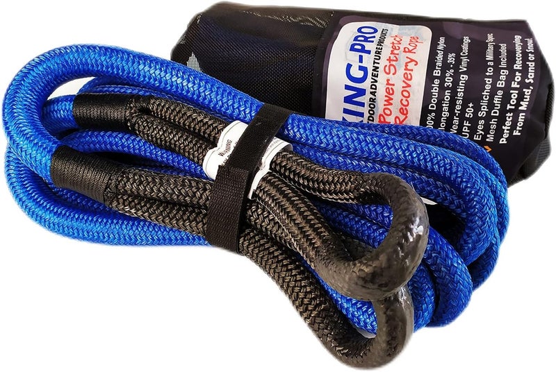 KING-PRO Kinetic Recovery Rope 3/4“x30' Towing Rope 20,000lbs Breaking Strength 100% Nylon Made Heavy Duty Offroad Snatch Strap 30% Elasticity for Full-Size Truck Large SUVs Offroad Vehicels (Blue) - Image 1