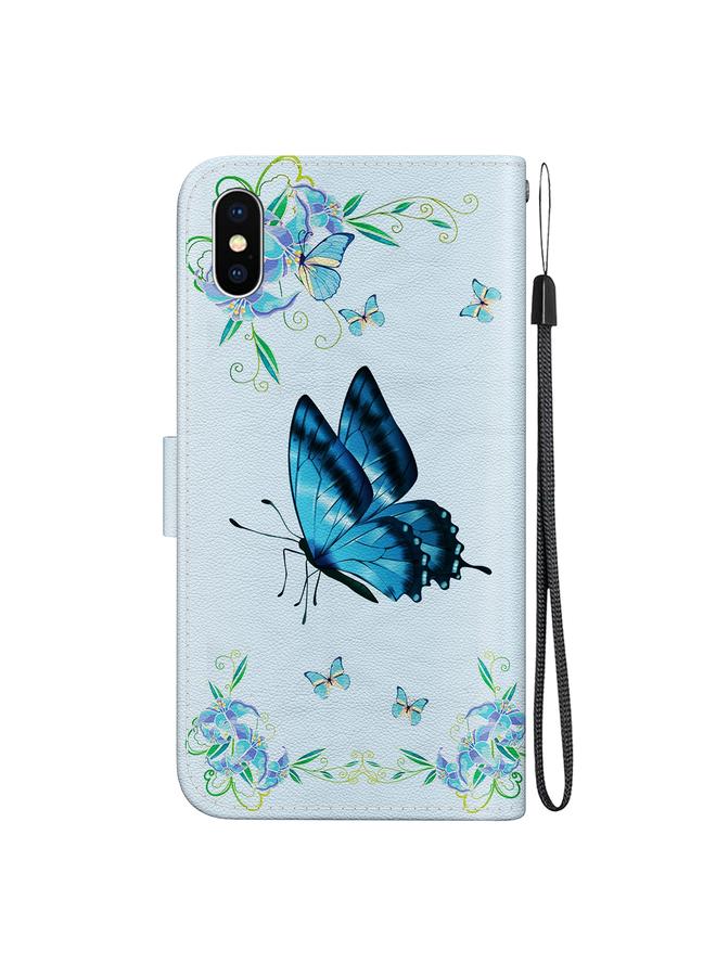 اس-توب جراب هاتف جلدي برسومات ملونة وملمس كريستالي لهاتف iPhone XS / X - Image 3