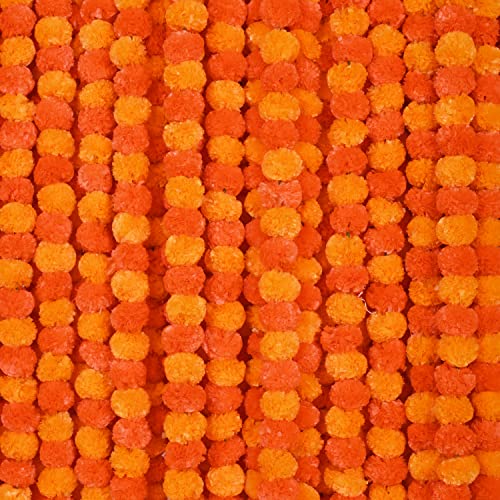 DIYANA IMPEX Marigold Garland for Decoration 5 Pcs of 5 feet Long Strands Artificial Marigold Flowers Indian Dcor for Pooja Wedding Christmas Party Events Decorations Mango Orange - Image 1