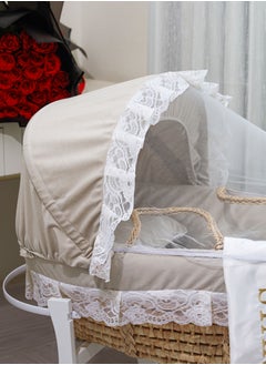 Cute ninos Baby Moses Basket Cradle With Rocking Stand, Light Brown  - Image 2