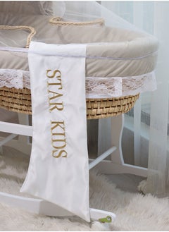 Cute ninos Baby Moses Basket Cradle With Rocking Stand, Light Brown  - Image 3