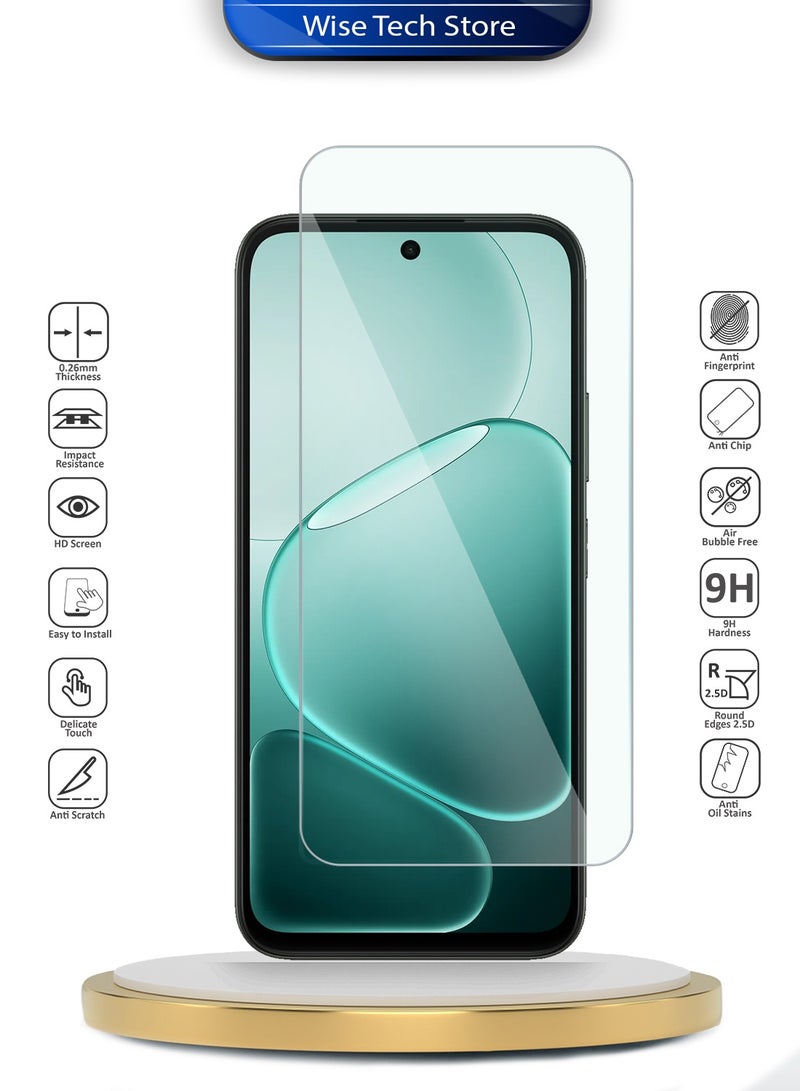 دبليو تيك واقٍ شاشة زجاجي مقسّى 9H 2.5D بحواف منحنية لسلسلة WTech المميزة لهاتف Oppo A6x 5G 2025 (MSG9CN) - شفاف - Image 2