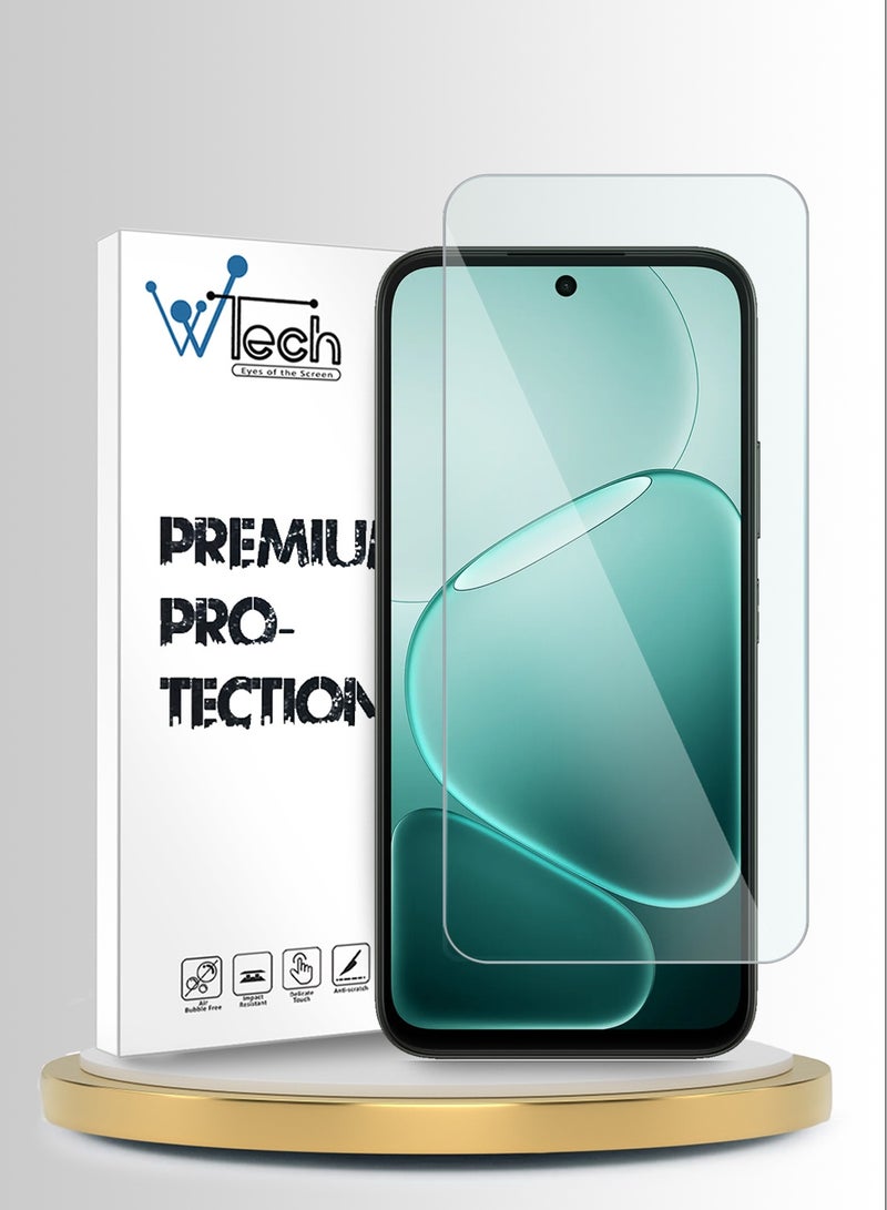 دبليو تيك واقٍ شاشة زجاجي مقسّى 9H 2.5D بحواف منحنية لسلسلة WTech المميزة لهاتف Oppo A6x 5G 2025 (MSG9CN) - شفاف - Image 1