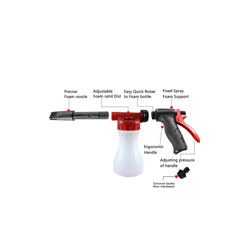 SOLARAE Water Pressure, Best Care for Car, Car Wash Foam Gun, Adjustable Hose Wash Sprayer with Adjustment Ratio Dial Foam Blaster, Foam Cannon Attaches for Any Garden Hose - Image 3