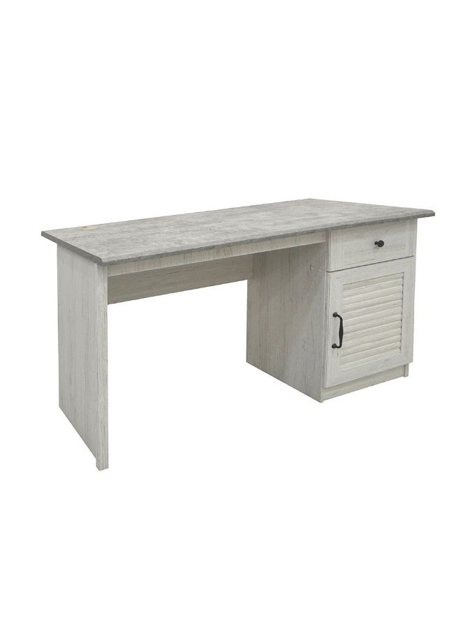 DANUBE HOME Zenith 1-Door And 1 Drawer Study Desk Writing Desk With Storage Modern office Desk Compact Desk For Home office Bedroom Study Room Stylish Desk - White Oak And Cement - Image 5