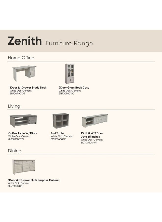 DANUBE HOME Zenith 1-Door And 1 Drawer Study Desk Writing Desk With Storage Modern office Desk Compact Desk For Home office Bedroom Study Room Stylish Desk - White Oak And Cement - Image 4