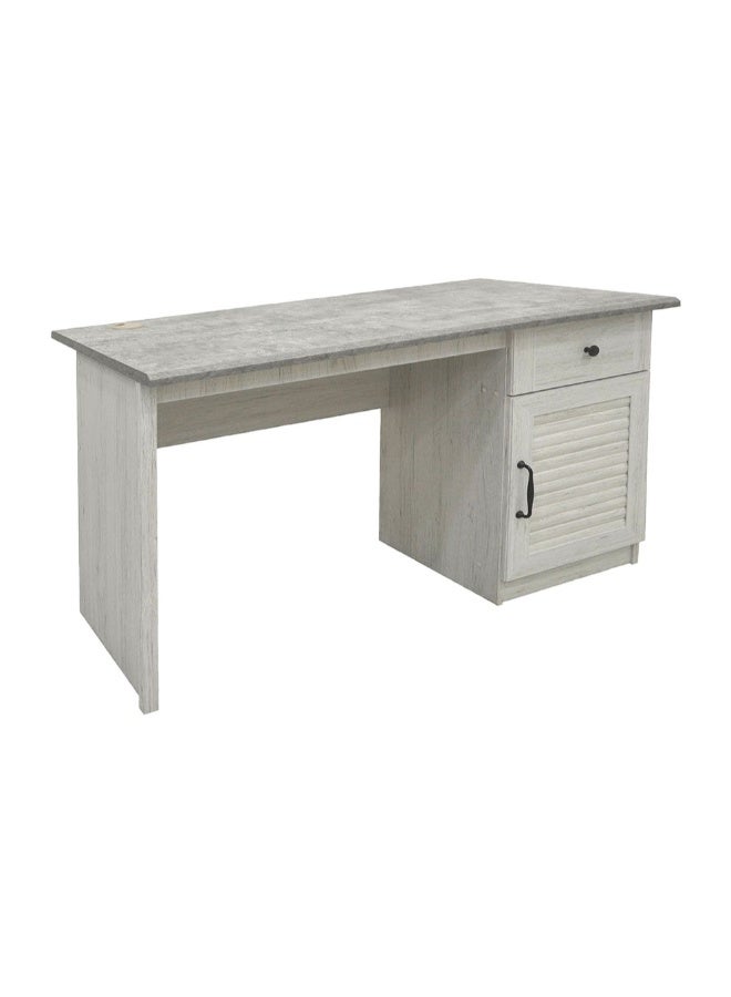 DANUBE HOME Zenith 1-Door And 1 Drawer Study Desk Writing Desk With Storage Modern office Desk Compact Desk For Home office Bedroom Study Room Stylish Desk - White Oak And Cement  - Image 1