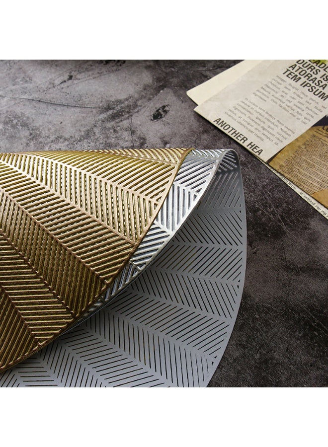 DB Innov. Golden Round Placemats, 4 Pcs Vinyl Cutout Placemats, Non-Slip Stain Heat Resistant Place Mats for Dining Table, 15x15 Inch - Image 4