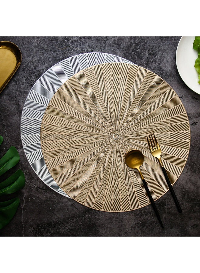 DB Innov. Golden Round Placemats, 4 Pcs Vinyl Cutout Placemats, Non-Slip Stain Heat Resistant Place Mats for Dining Table, 15x15 Inch - Image 3