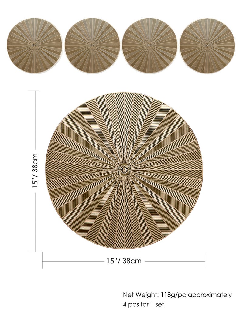 DB Innov. Golden Round Placemats, 4 Pcs Vinyl Cutout Placemats, Non-Slip Stain Heat Resistant Place Mats for Dining Table, 15x15 Inch - Image 2