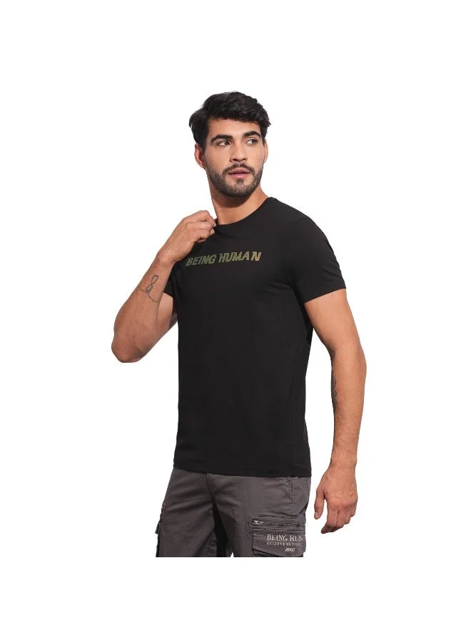 Being Human Mens Black Round Neck Short Sleeve T-Shirt