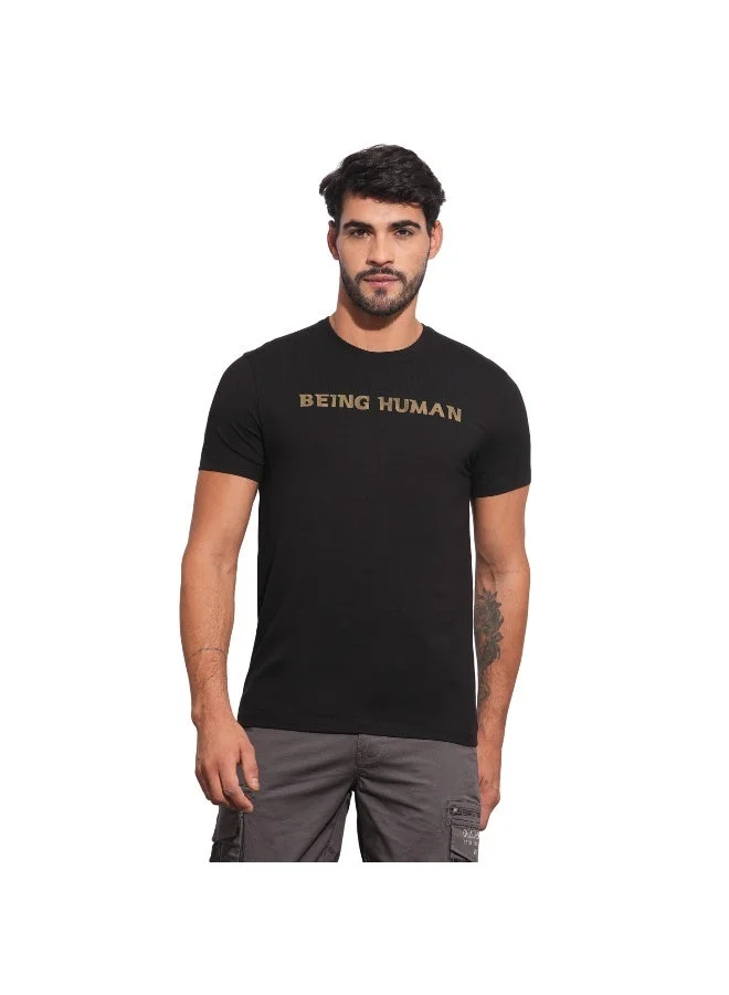 Being Human Mens Black Round Neck Short Sleeve T-Shirt
