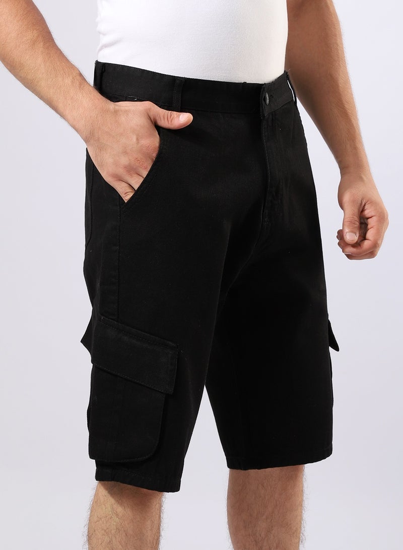 Arafa Black Side Pocket Shorts sturdy fabric comfortable fit 