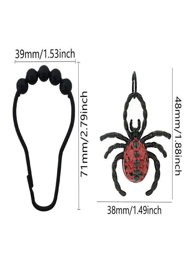 Spider Shower Curtain Hooks for Bathroom Decorative, Rust Proof Metal Stainless Steel Rings Set of 12 with Animal Red Gothic Halloween Theme Bedroom Decor (Black) (RING38SS-1CS) - Image 2