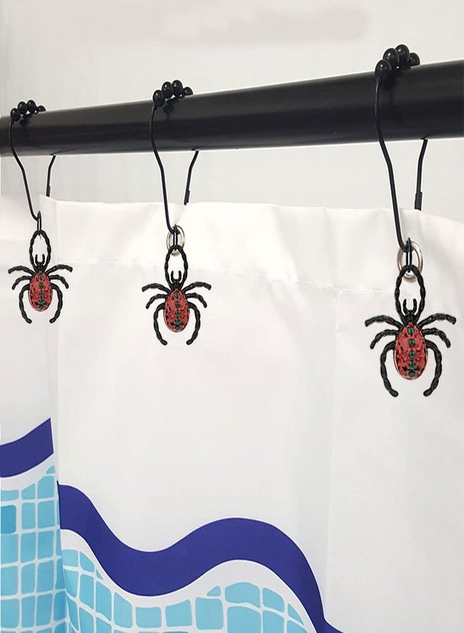 Spider Shower Curtain Hooks for Bathroom Decorative, Rust Proof Metal Stainless Steel Rings Set of 12 with Animal Red Gothic Halloween Theme Bedroom Decor (Black) (RING38SS-1CS) - Image 5