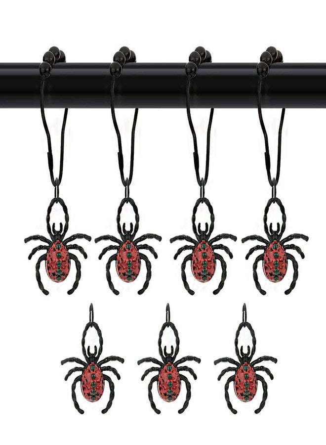 Spider Shower Curtain Hooks for Bathroom Decorative, Rust Proof Metal Stainless Steel Rings Set of 12 with Animal Red Gothic Halloween Theme Bedroom Decor (Black) (RING38SS-1CS) - Image 1