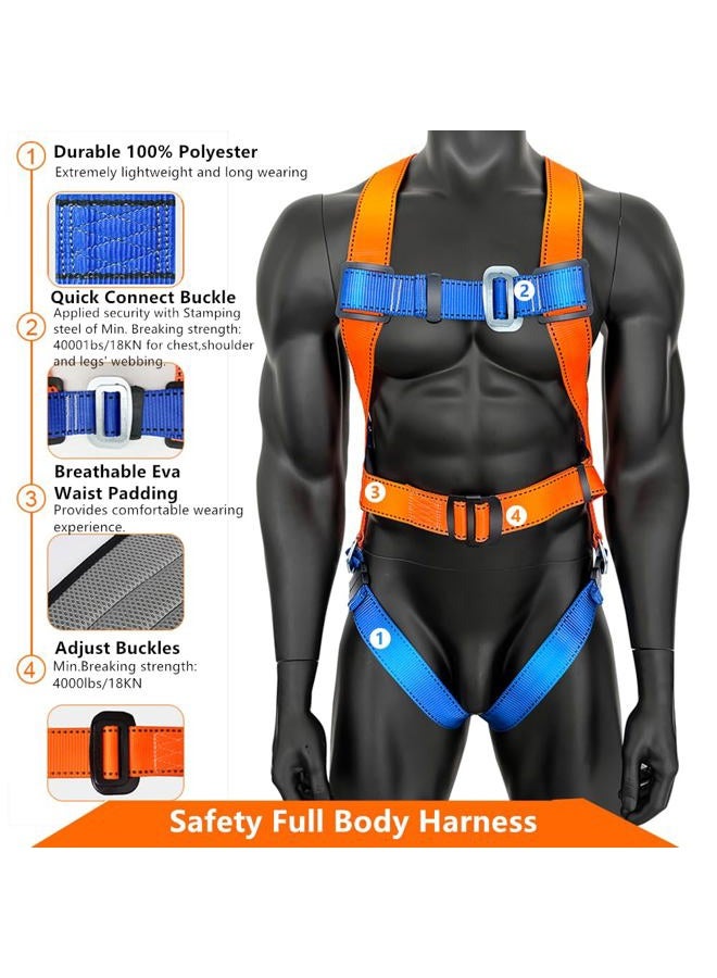 GLOROUSCHU Heywood Full Body Safety Harness Tool Fall Protection with 5D-Rings and Waist Belt,Universal Personal Protective Equipment (A) - Image 3