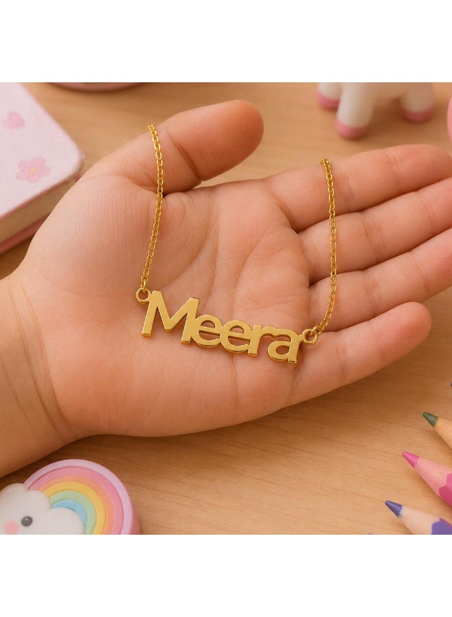 NENOUSH Baby Girl Name Necklace | Balloon Font Letter Pendant Chain 30cm | Gold Tone Jewelry for Baby Girls | Fashion Necklace | Daily Wear | Party Wear - Image 3