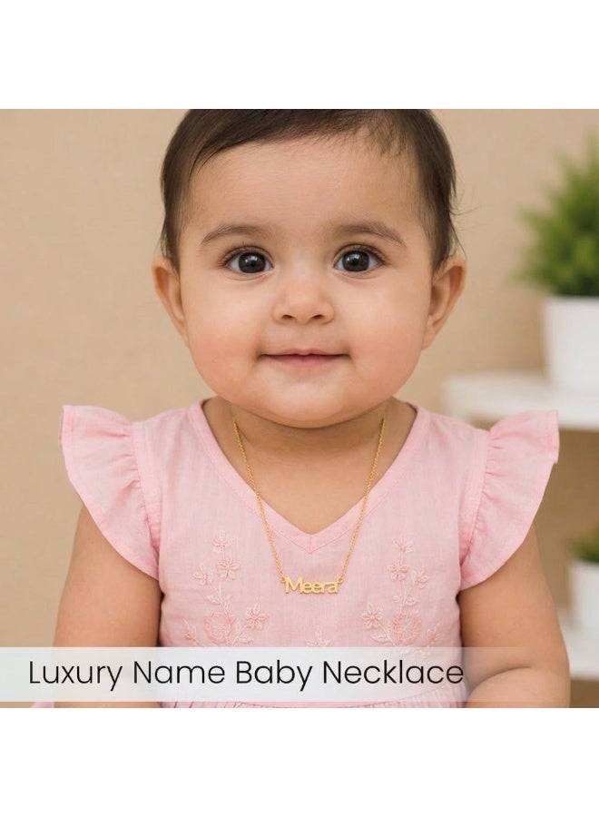 NENOUSH Baby Girl Name Necklace | Balloon Font Letter Pendant Chain 30cm | Gold Tone Jewelry for Baby Girls | Fashion Necklace | Daily Wear | Party Wear - Image 2