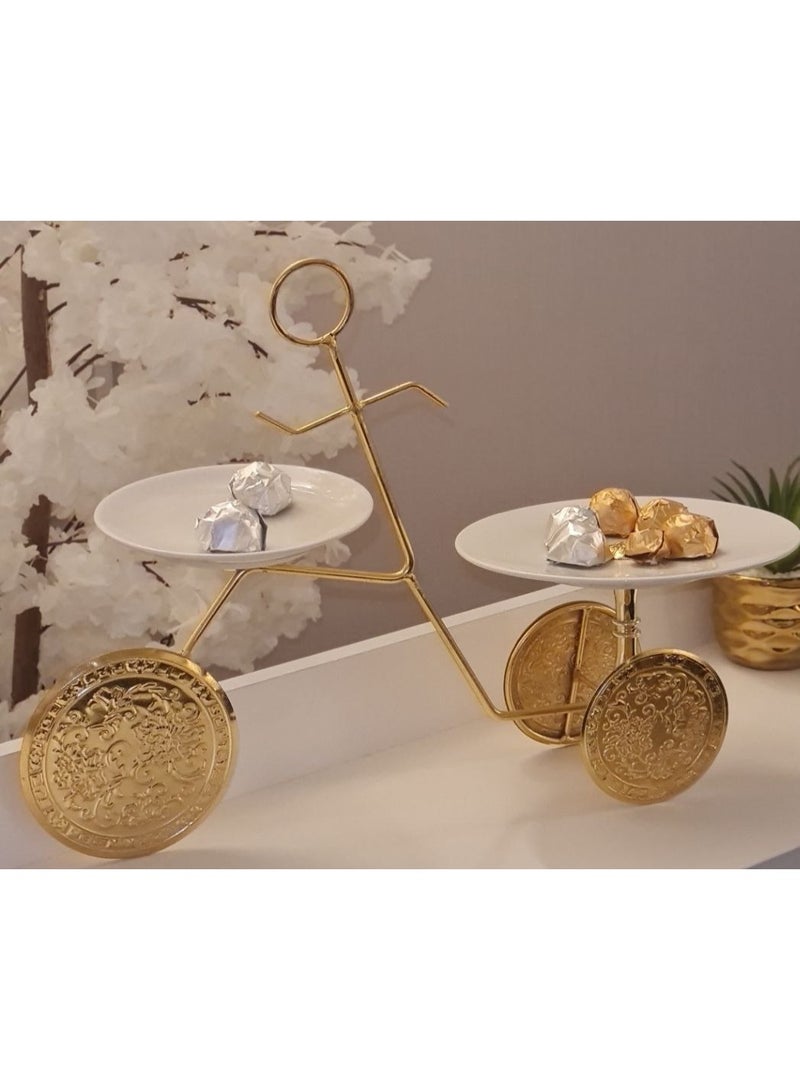 استاند تقديم شكل عجله مزود ب اطباق بورسلين