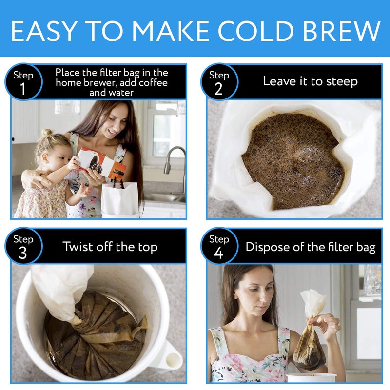 IMPRESA Cold Brew Filter Bags - Disposable Bags for Iced & Batch Coffee - Rip-Resistant Paper Coffee Filters - Compatible with Toddy Cold Brew Maker - 11.25" x 13", White, Pack of 30 - Image 4