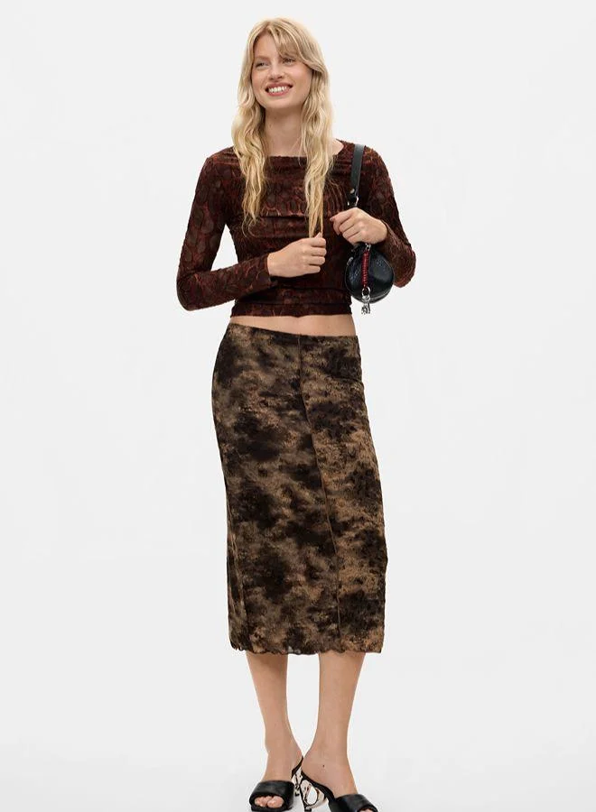 Midi animal print skirt