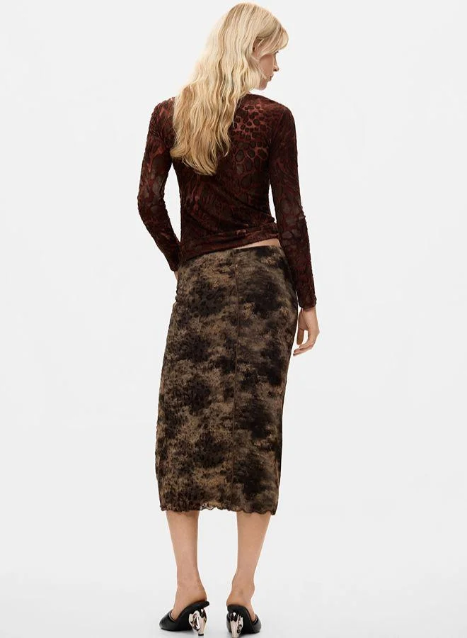 Desigual Brown Midi animal print skirt for Women | Best Price UAE