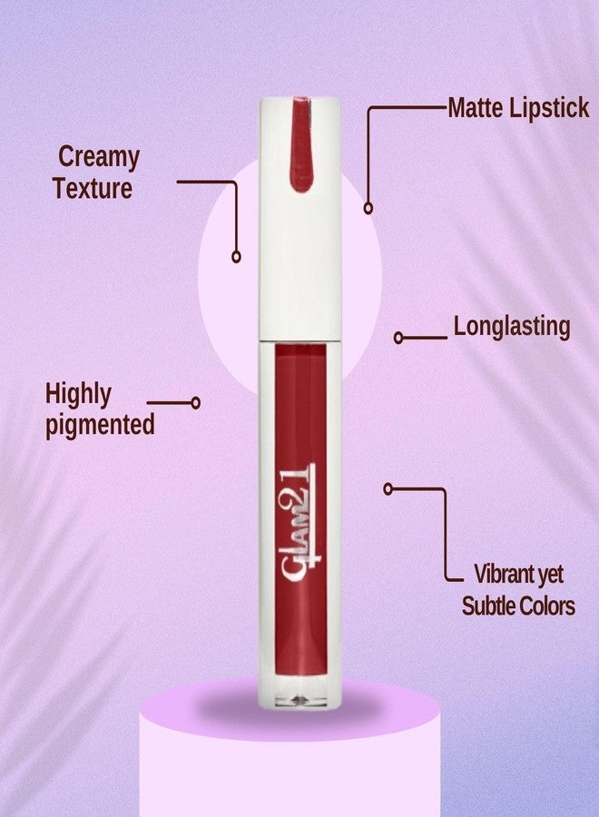 جلام 21 أحمر شفاه سائل كريمي مطفي من جلام 21 | ثبات طويل ومقاومة للماء | خفيف الوزن ويدوم طويلاً | غني بالأصباغ | قوام كريمي - لون جذاب - 6 غرام - Image 4
