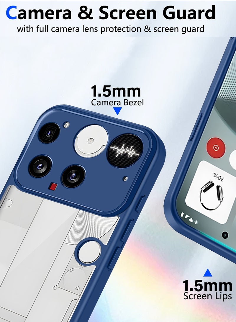 دبليو تيك غلاف هاتف ناثينغ (3) 5G 2025 هجين TPU سيليكون مع كاميرا مرتفعة رفيع درع غلاف (MCAPSA) - شفاف/أزرق بحري - Image 2