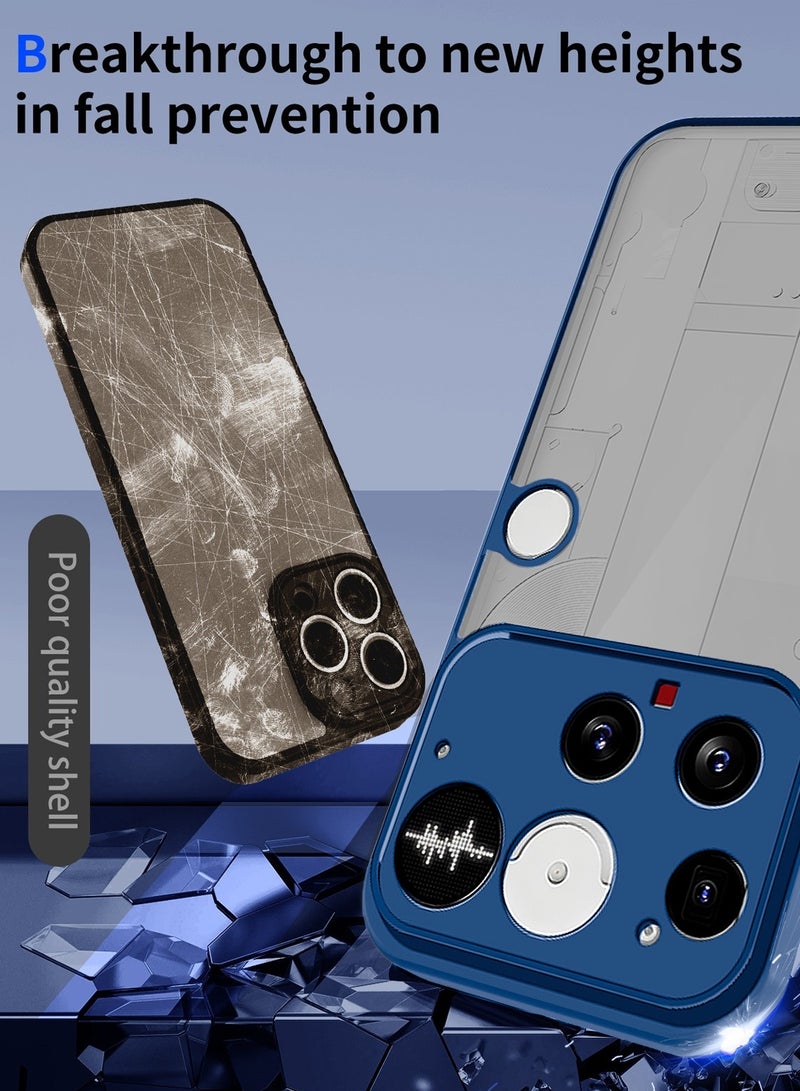 دبليو تيك غلاف هاتف ناثينغ (3) 5G 2025 هجين TPU سيليكون مع كاميرا مرتفعة رفيع درع غلاف (MCAPSA) - شفاف/أزرق بحري - Image 3