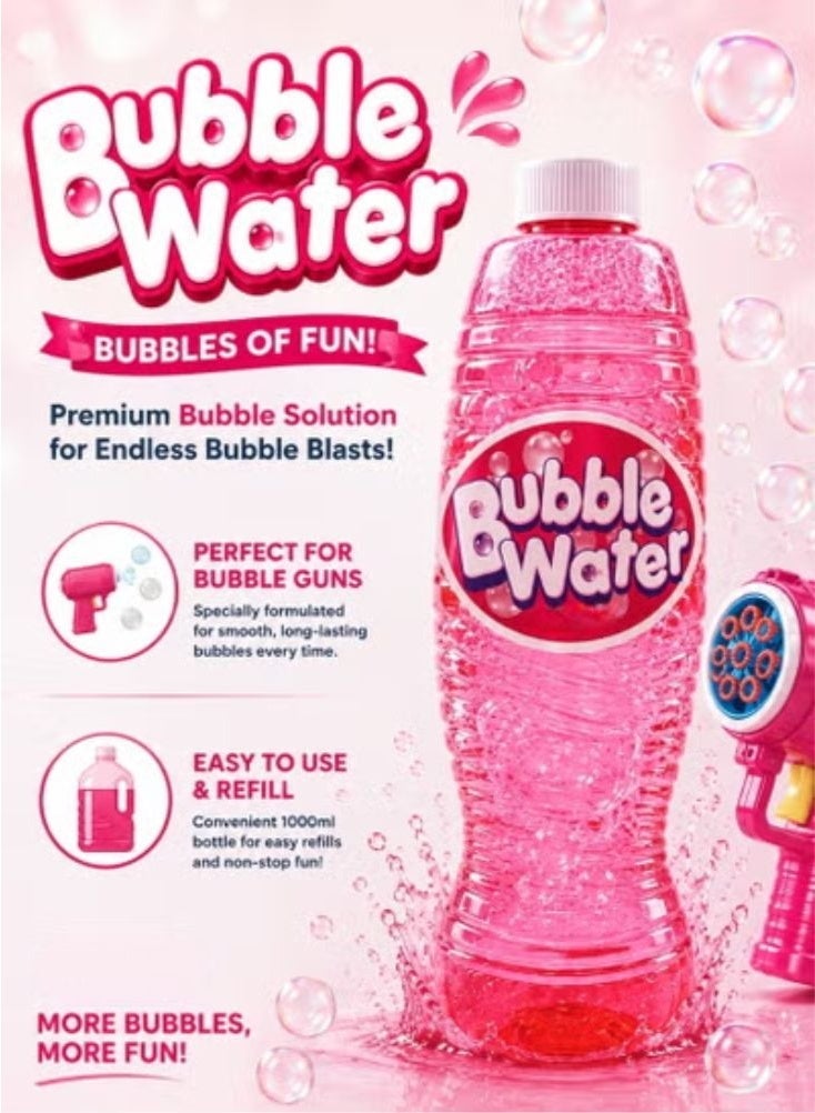 Pink Bubble Water Solution Bottle 500ml Soap Liquid Refill for Bubble Toys Kids Outdoor Fun - Image 1