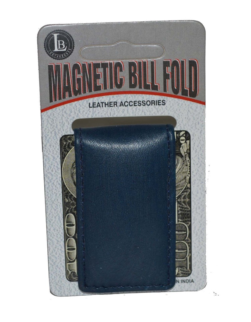 LB LEATHERBOSS Leatherboss Genuine Leather Slim Magnetic Minimalist Bifold Money Clip Cash Holder Wallet, Blue - Image 4