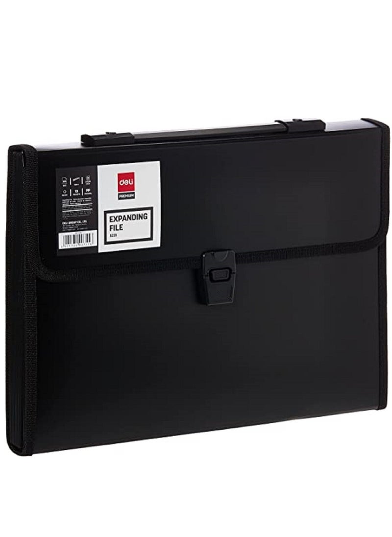 Deli - Expanding File 13 Pockets A4 5231 Deli With Smart Lock and Index - Image 1