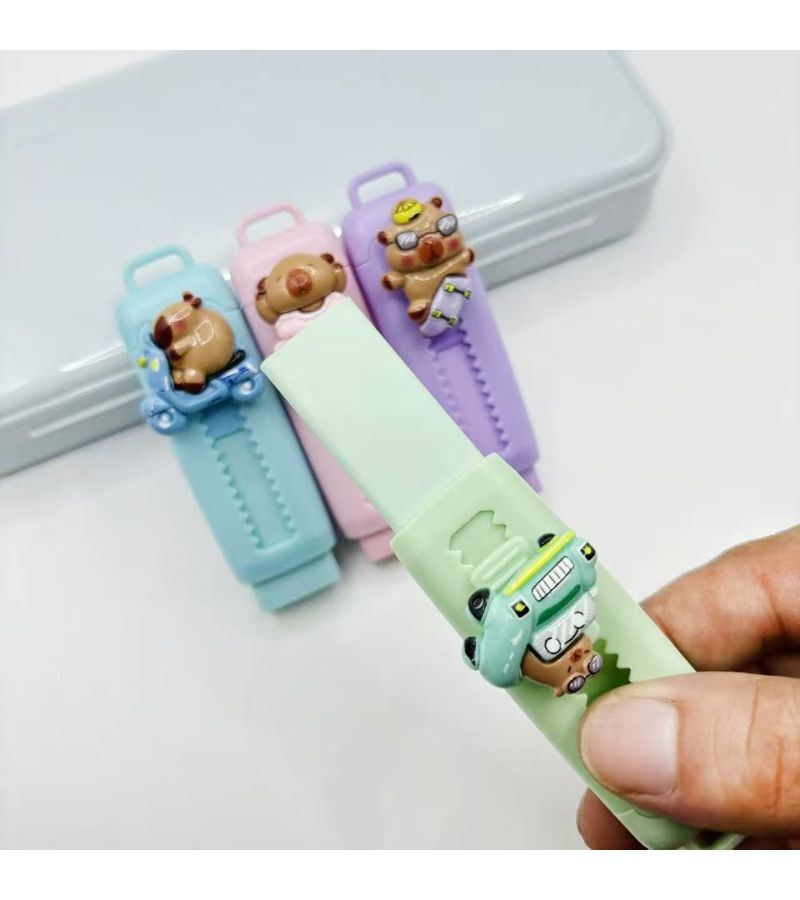 6Pcs Cute Capybara Retractable Eraser Random Model Wipe Clean No Crumbs - Image 5