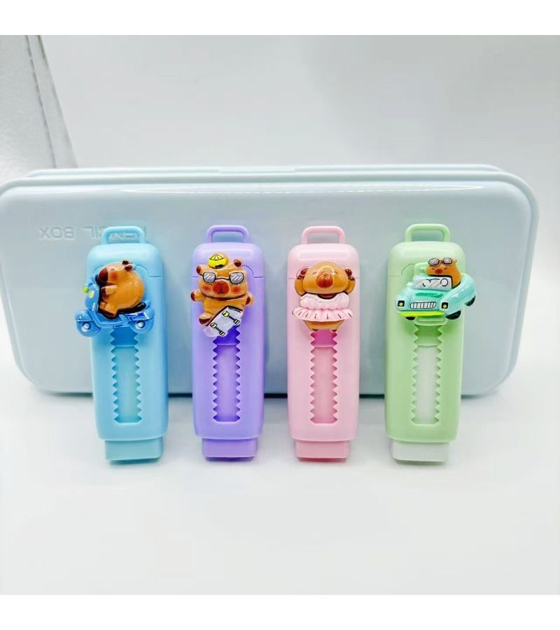 6Pcs Cute Capybara Retractable Eraser Random Model Wipe Clean No Crumbs - Image 4