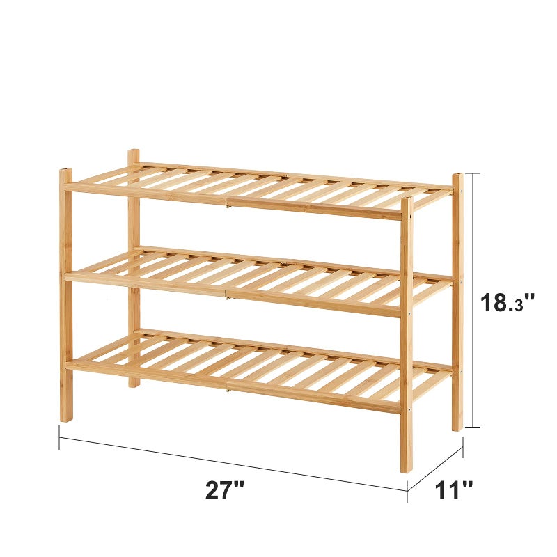 viewcare 3-Tier Free Standing Shoe Racks, Bamboo Wood Shoe Rack for Entryway & Closet, Beautiful | Natural | Functional | Sturdy Shoe Rack - Image 3