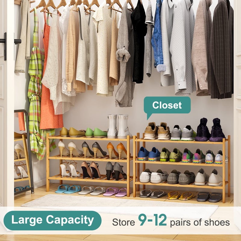 viewcare 3-Tier Free Standing Shoe Racks, Bamboo Wood Shoe Rack for Entryway & Closet, Beautiful | Natural | Functional | Sturdy Shoe Rack - Image 2