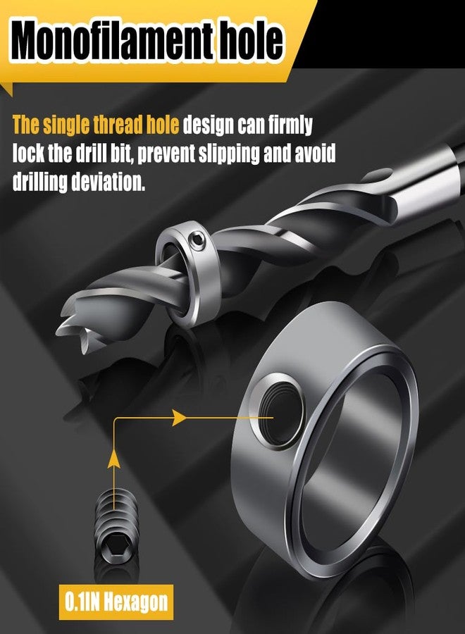 Tiosamd Depth Stop Drill Bit,Stop Collar Set Includes 1/8”, 3/16”, 1/4”, 5/16”, 3/8”, 7/16”, 1/2”, 5/8”and Allen Wrench(9Pcs), Premium High Carbon Steel Drill Bit Positioning Ring Split Ring- - Image 5