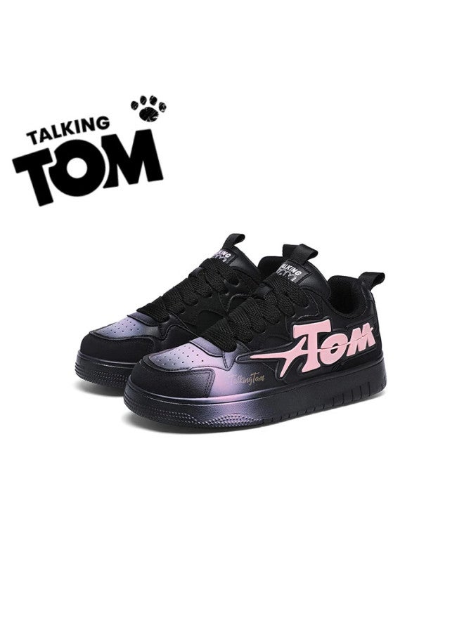 Talking Tom Trendy Shoes For Couples, Students, Men And Women, Spring Outdoor Sports Versatile Casual Flat Sneakers, Black And Pink, Size 44 - Image 5