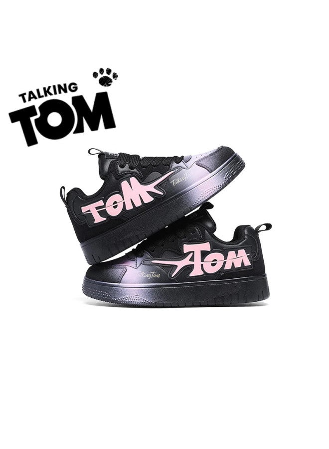 Talking Tom Trendy Shoes For Couples, Students, Men And Women, Spring Outdoor Sports Versatile Casual Flat Sneakers, Black And Pink, Size 44 - Image 2