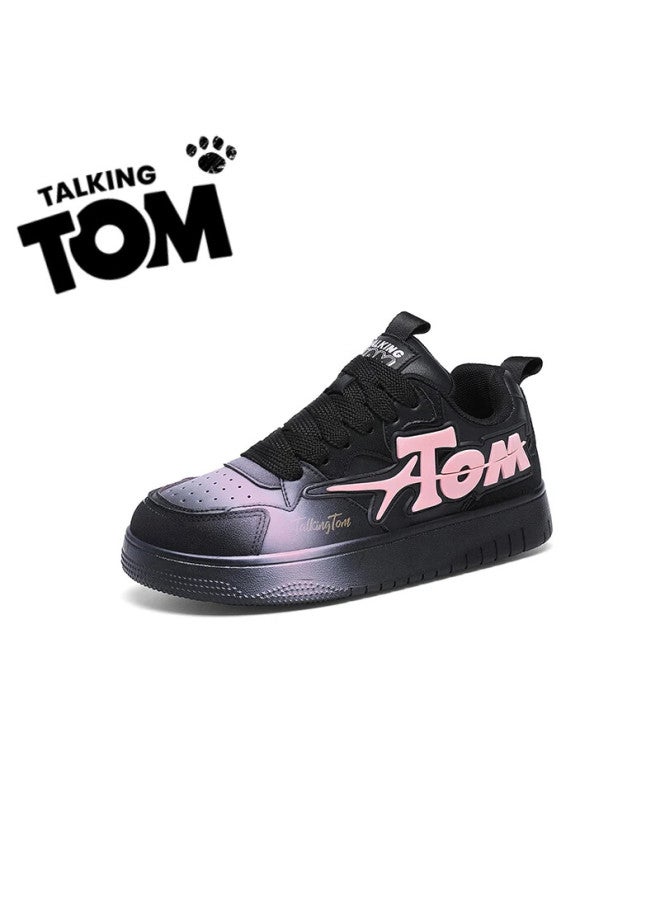 Talking Tom Trendy Shoes For Couples, Students, Men And Women, Spring Outdoor Sports Versatile Casual Flat Sneakers, Black And Pink, Size 44 - Image 3