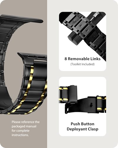 Fullmosa Bands Compatible with Apple Watch Band 41mm 40mm 38mm, Stainless Steel iWatch Band with Case for Apple Watch Series 9 8 7 6 5 4 3 2 1 SE3/2/1, Black and Gold - Image 4