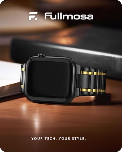 Fullmosa Bands Compatible with Apple Watch Band 41mm 40mm 38mm, Stainless Steel iWatch Band with Case for Apple Watch Series 9 8 7 6 5 4 3 2 1 SE3/2/1, Black and Gold - Image 2