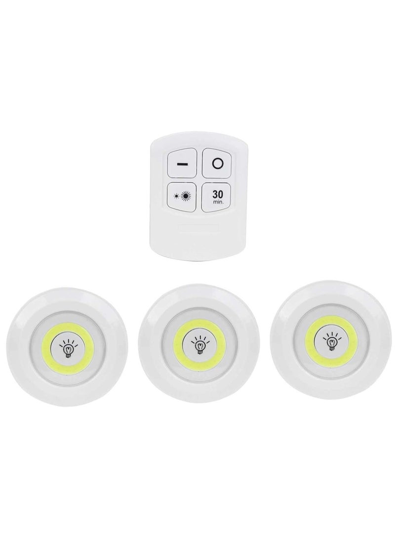 ELTRAZONE LED COB Night Light Set – 3 Pcs Battery Powered Wireless LED Disc Lamp with Remote Control, Dimmable, Adjustable Brightness, Wireless Night Lights for Bedroom, Hallway, Closet, and More - Image 4