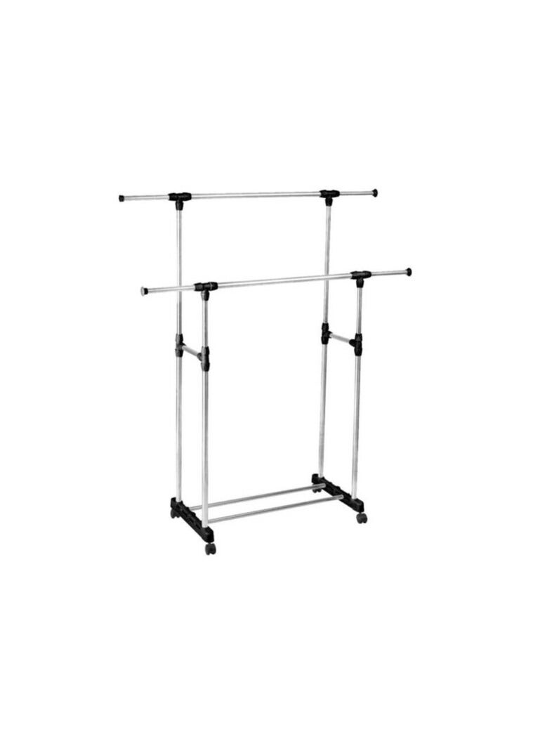 PROMASS Double Pole Cloth Hanger Silver/Black - Image 1