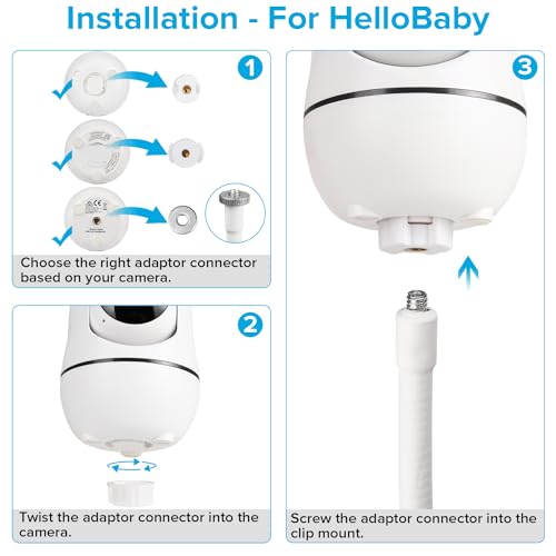 wochel Flexible Baby Monitor Mount Compatible with HelloBaby HB65/HB40/HB6550/HB66/HB6339/HB6550 Pro, ANMEATE SM935E, Baby Camera Mount Without Tools or Wall Damage - Image 5