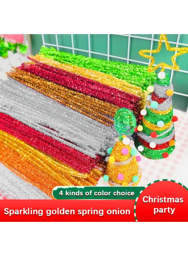 Golden Pipe Cleaners 160 قطعة إبداعية لتزيين المنزل في عيد الميلاد DIY - Image 1